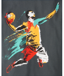 Childrens Place Grey Steel Basketball Player Tee